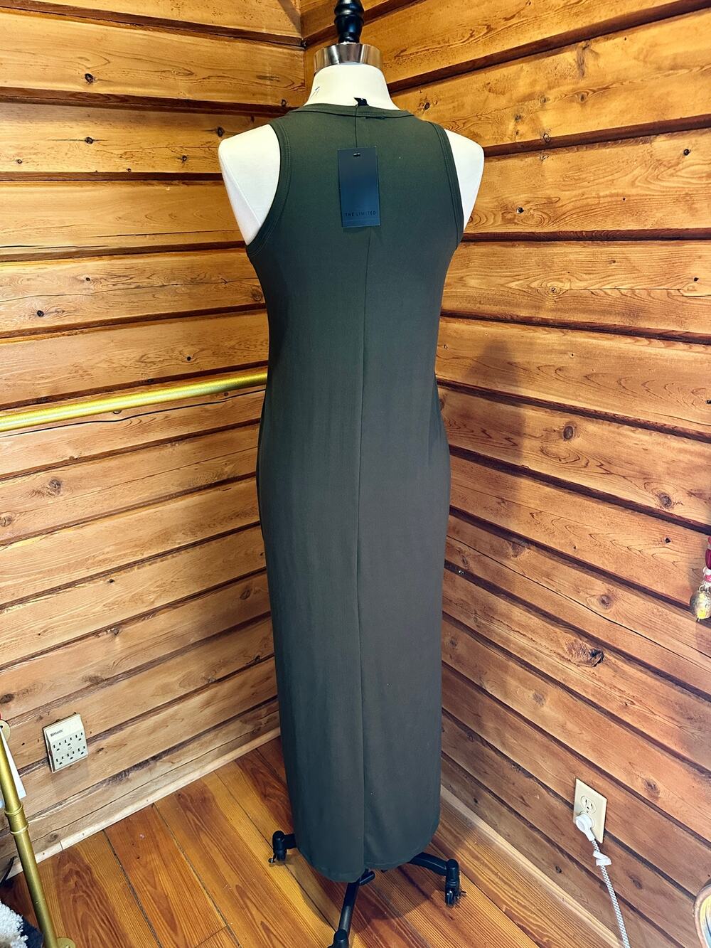 The Limited NWT Olive Green Sleeveless Maxi Dress Side Slit
